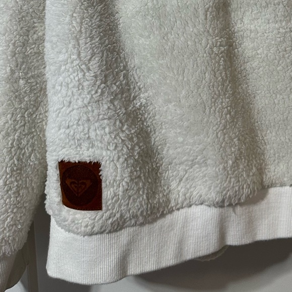 Roxy Sherpa cozy zip up cream sweater jacket size large - Picture 11 of 13